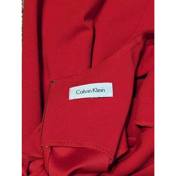 Calvin Klein red fitted cocktail dress sleeveless large keyhole womens small - Picture 4 of 9